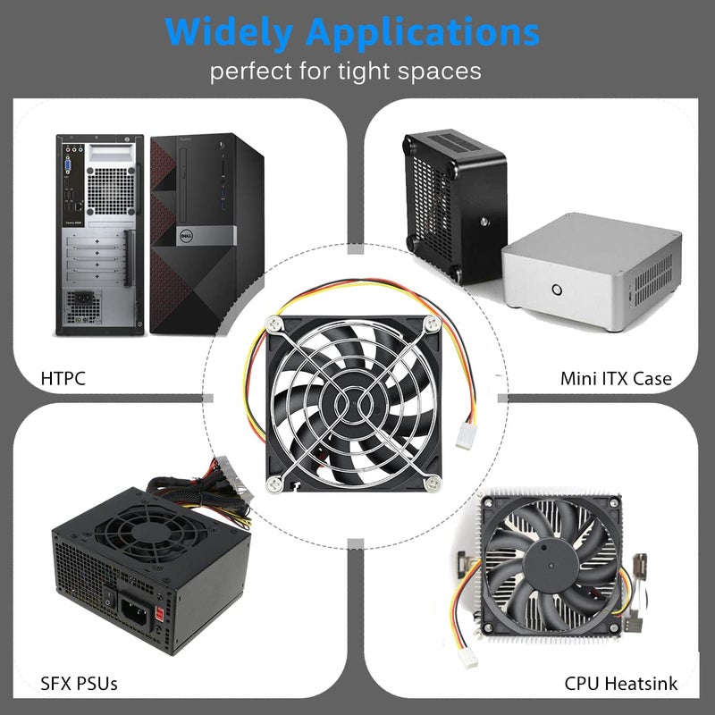 GDSTIME 80mm 12Volt Fans, 80mm x 80mm x 15mm 8015 3PIN DC Brushless Cooling Fan - Image 3